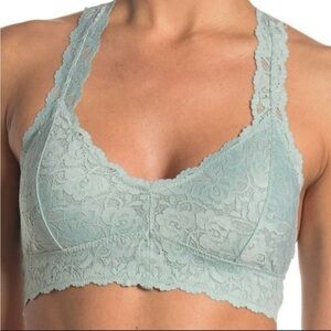 Mint green lace racer back galloon bra bralette  boho S free people design